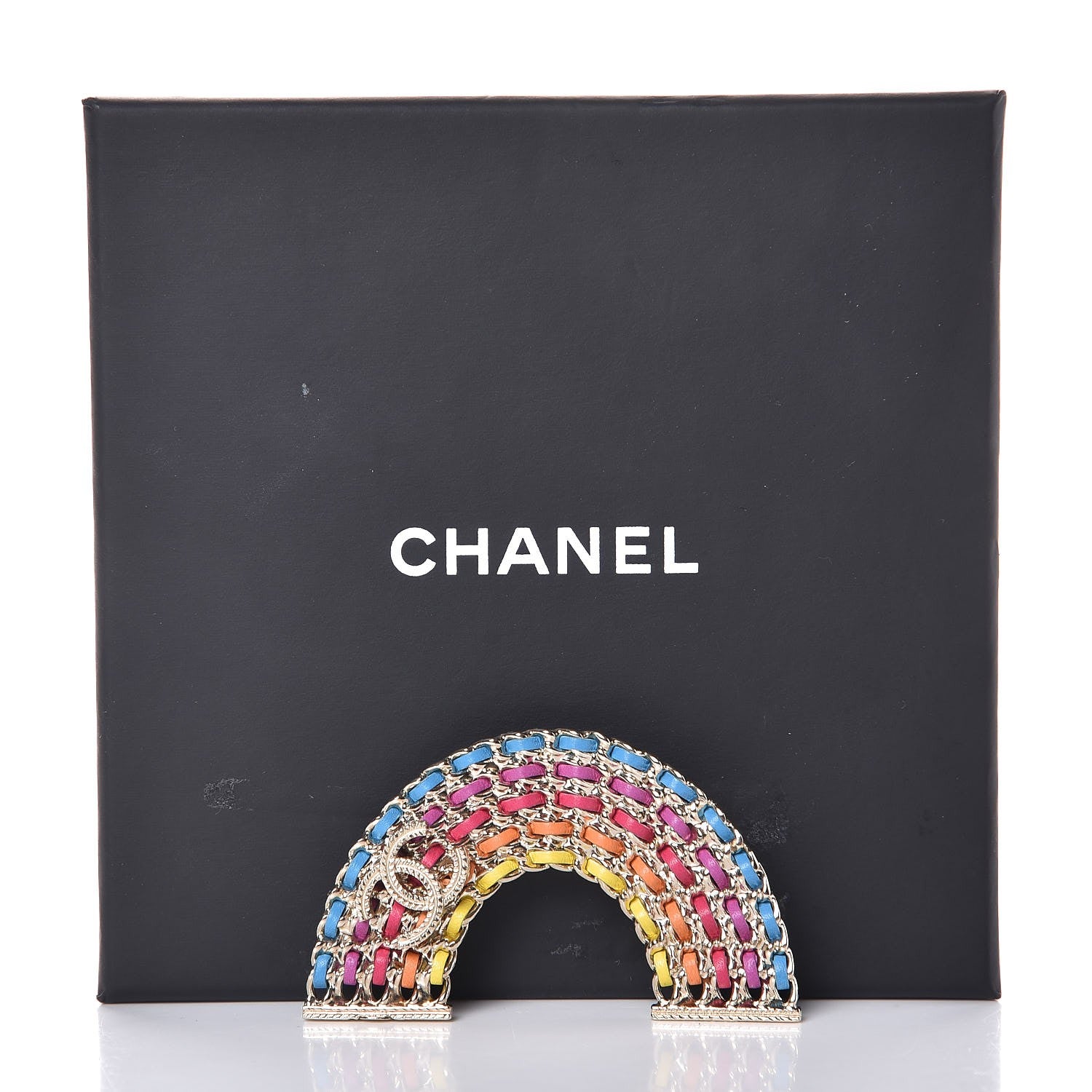 Chanel Lambskin Chain Rainbow CC Brooch Gold Multicolor 4 of 4