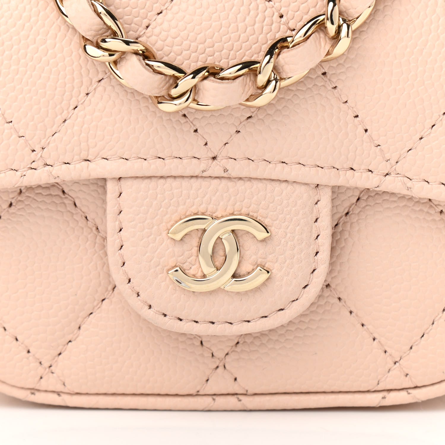 Chanel Caviar Quilted Mini Clutch With Chain Light Beige 11 of 12
