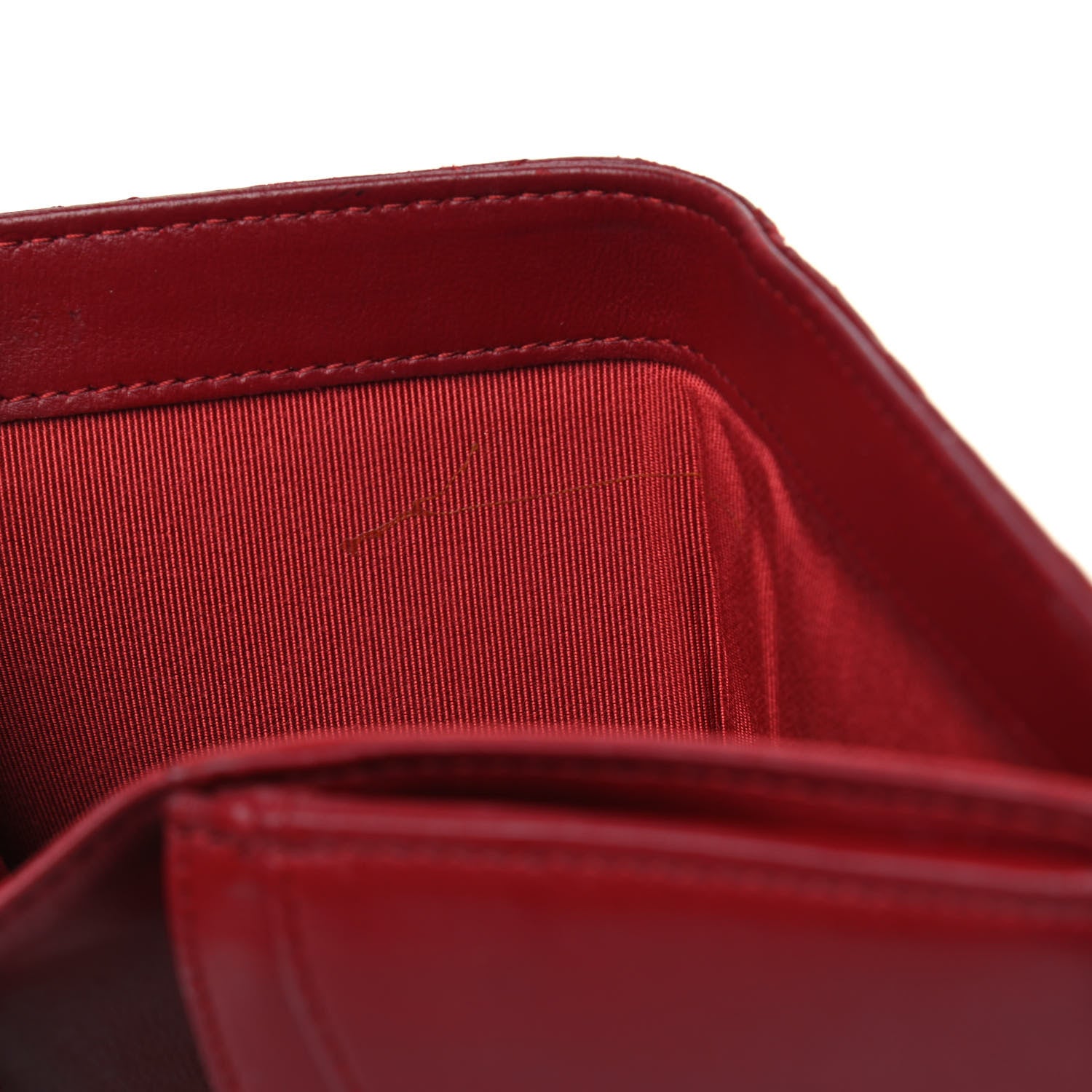 Chanel Lambskin Quilted Yen Wallet Red 7 of 12