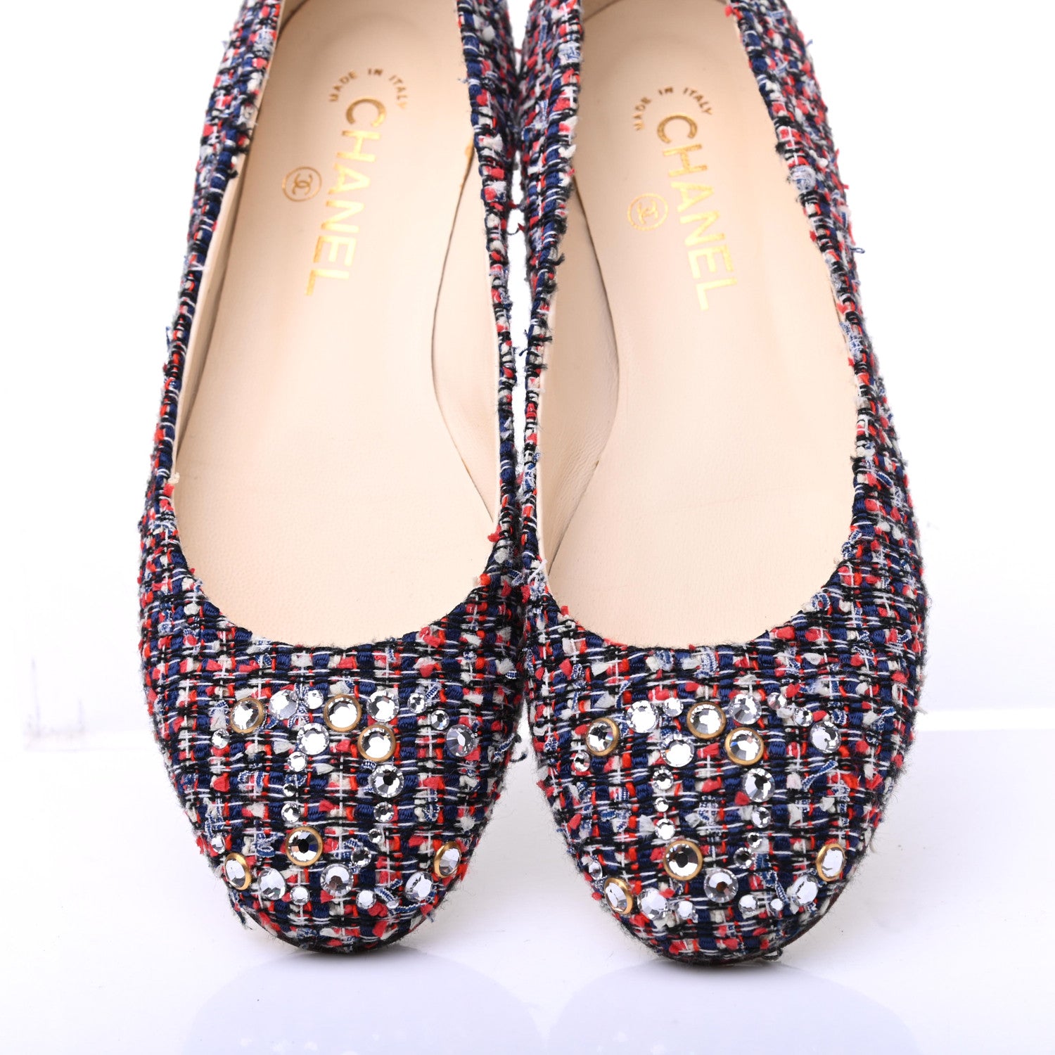 Chanel Tweed Crystal CC Ballerina Flats 38 Multicolor 9 of 10