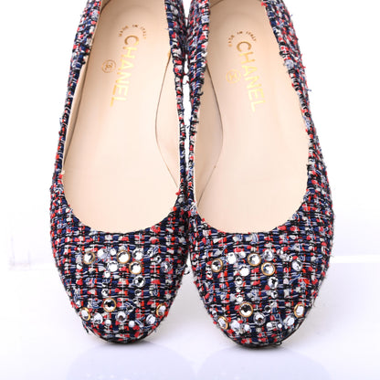 Chanel Tweed Crystal CC Ballerina Flats 38 Multicolor 9 of 10
