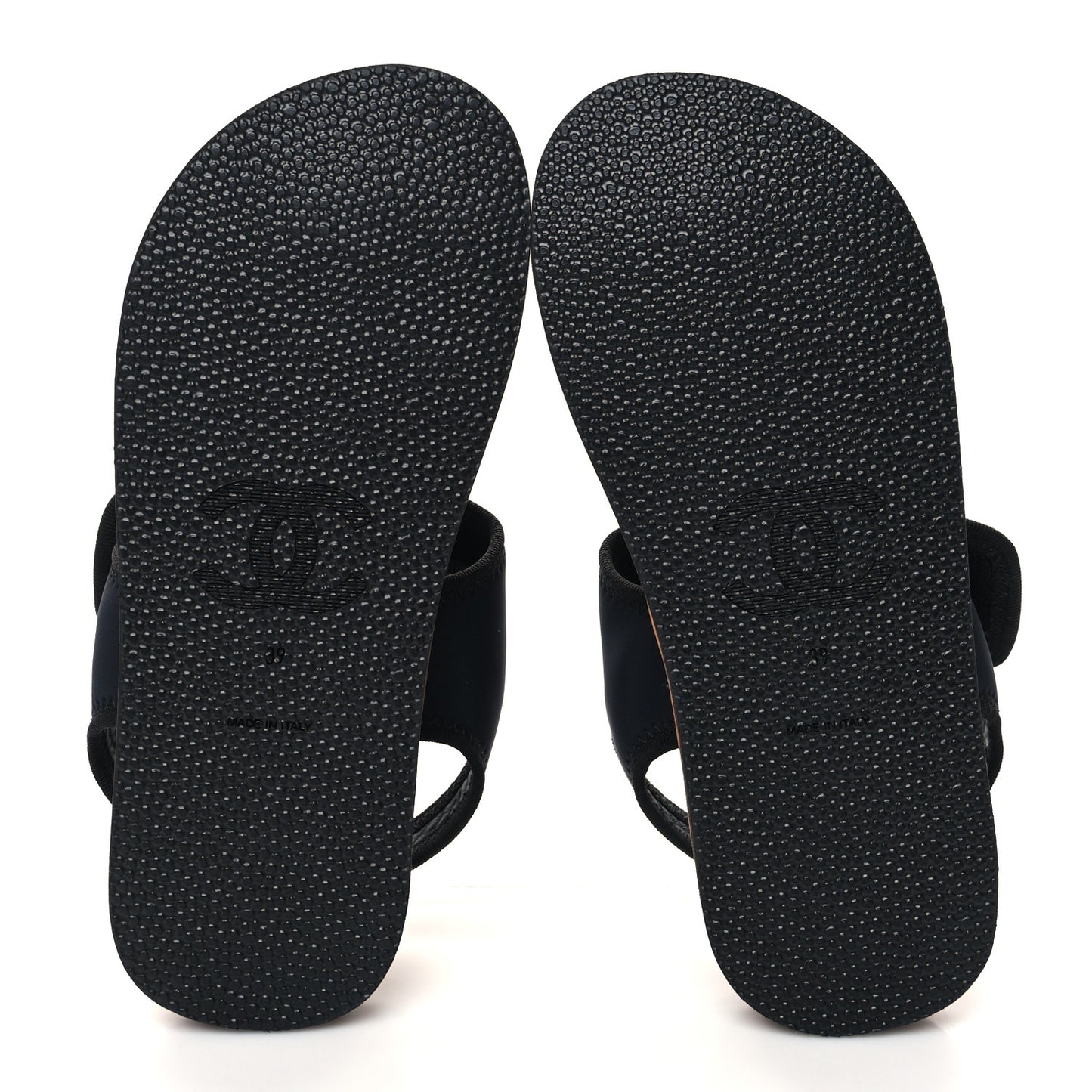 Fabric Lambskin CC Sandals 39 Black