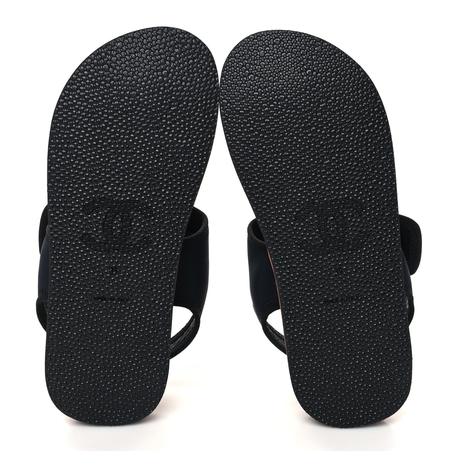 Chanel Fabric Lambskin CC Sandals 39 Black 5 of 8