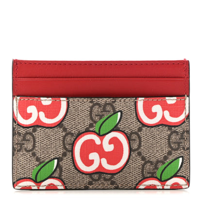 Gucci GG Supreme Monogram Apple Card Holder Beige Multicolor Lobster Red 1 of 6
