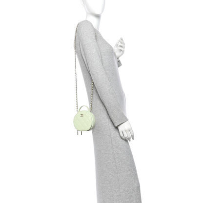 Chanel Caviar Quilted Round Handle With Care Vanity With Chain Light Green 2 of 12