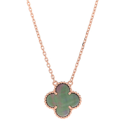 Van Cleef & Arpels 18K Rose Gold Gray Mother of Pearl Vintage Alhambra Pendant Necklace 4 of 8