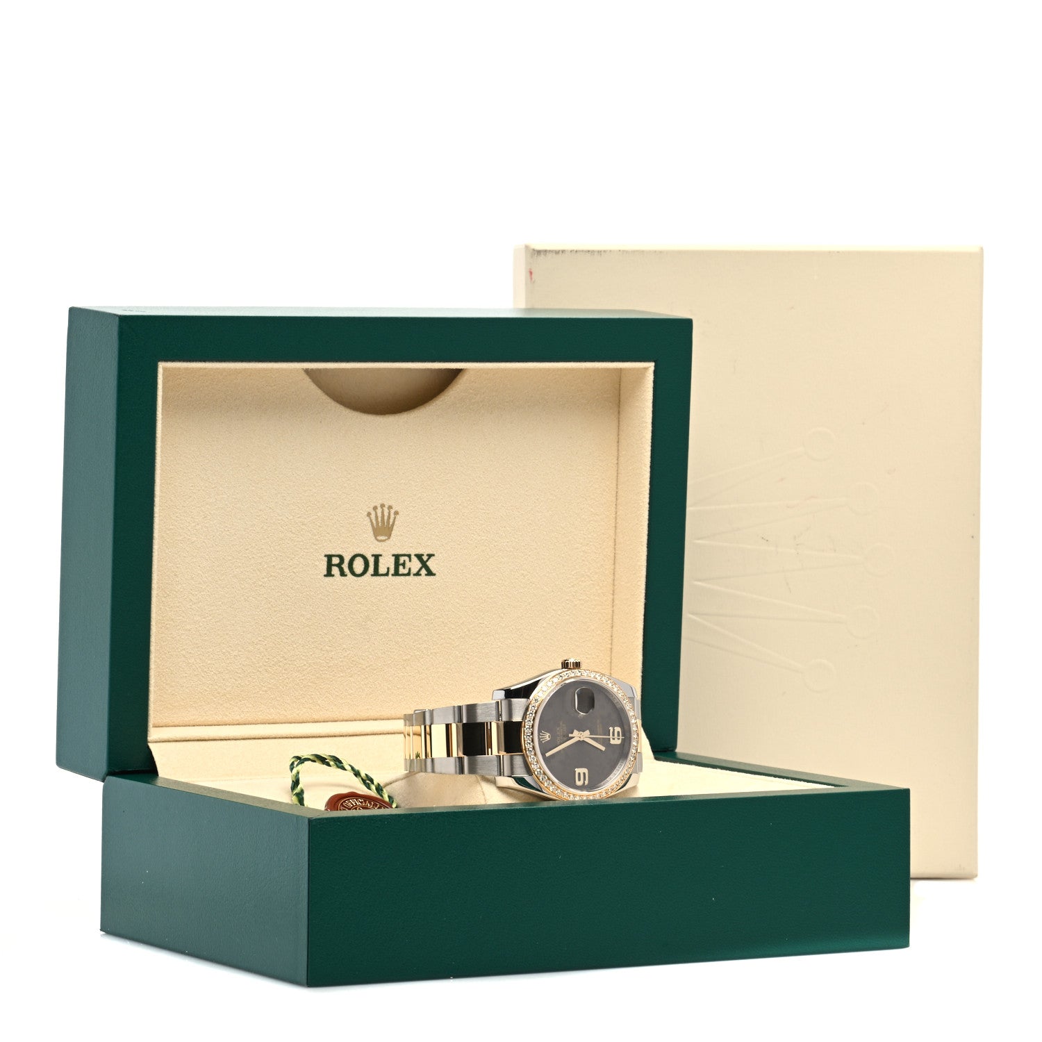 Rolex Stainless Steel 18K Yellow Gold Diamond 36mm Oyster Perpetual Datejust Watch Brown Flowers 116243 5 of 5