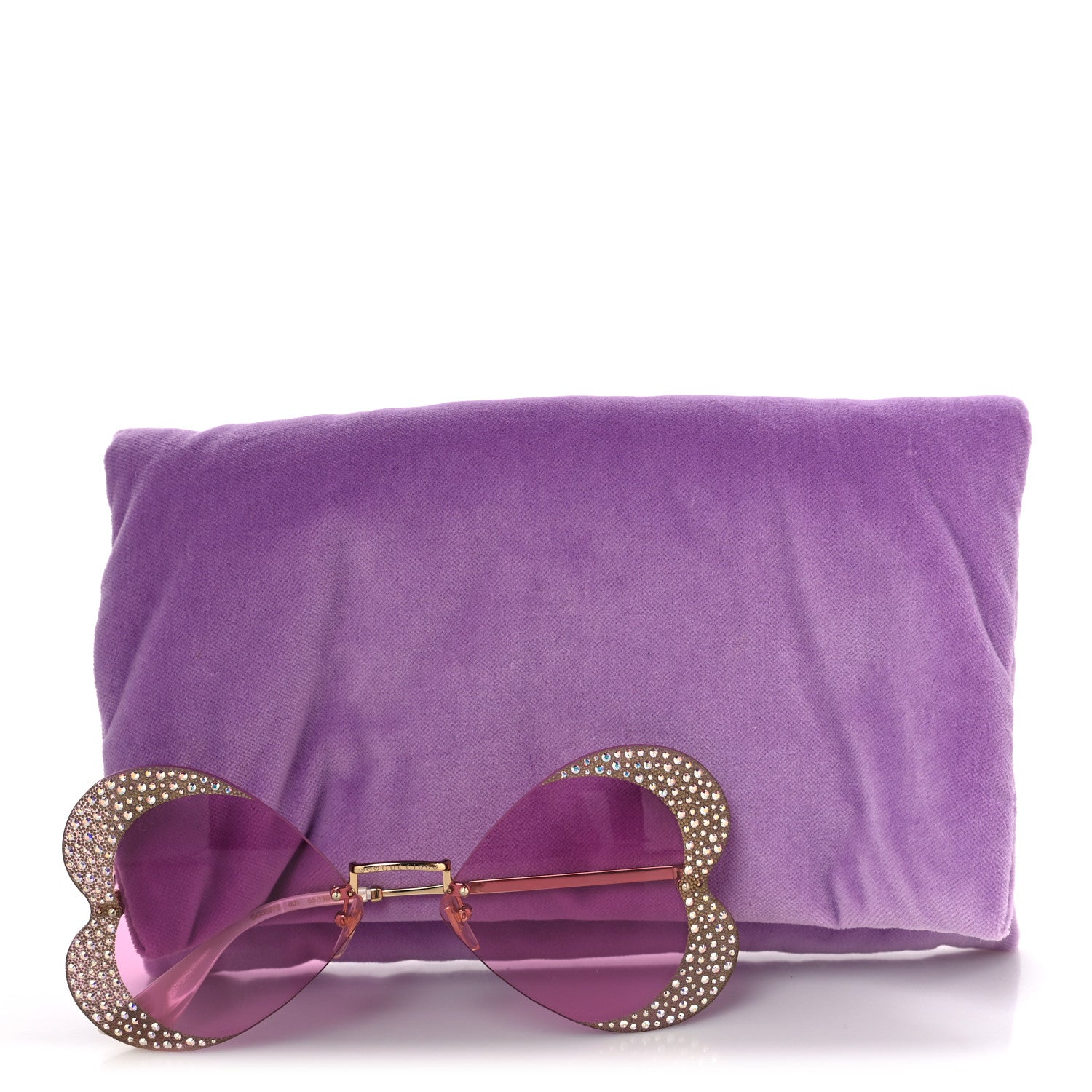 Gucci Metal Crystal Heart Frame Sunglasses GG0897S Pink Gold 8 of 8
