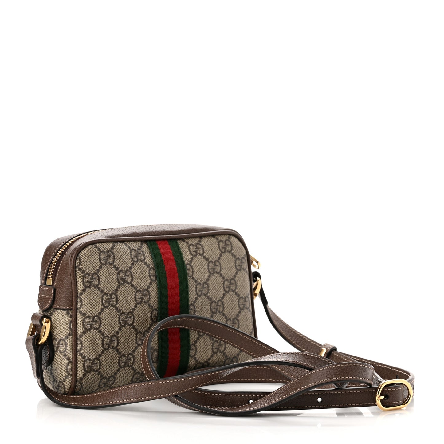 GG Supreme Monogram Web Mini Ophidia Shoulder Bag Brown