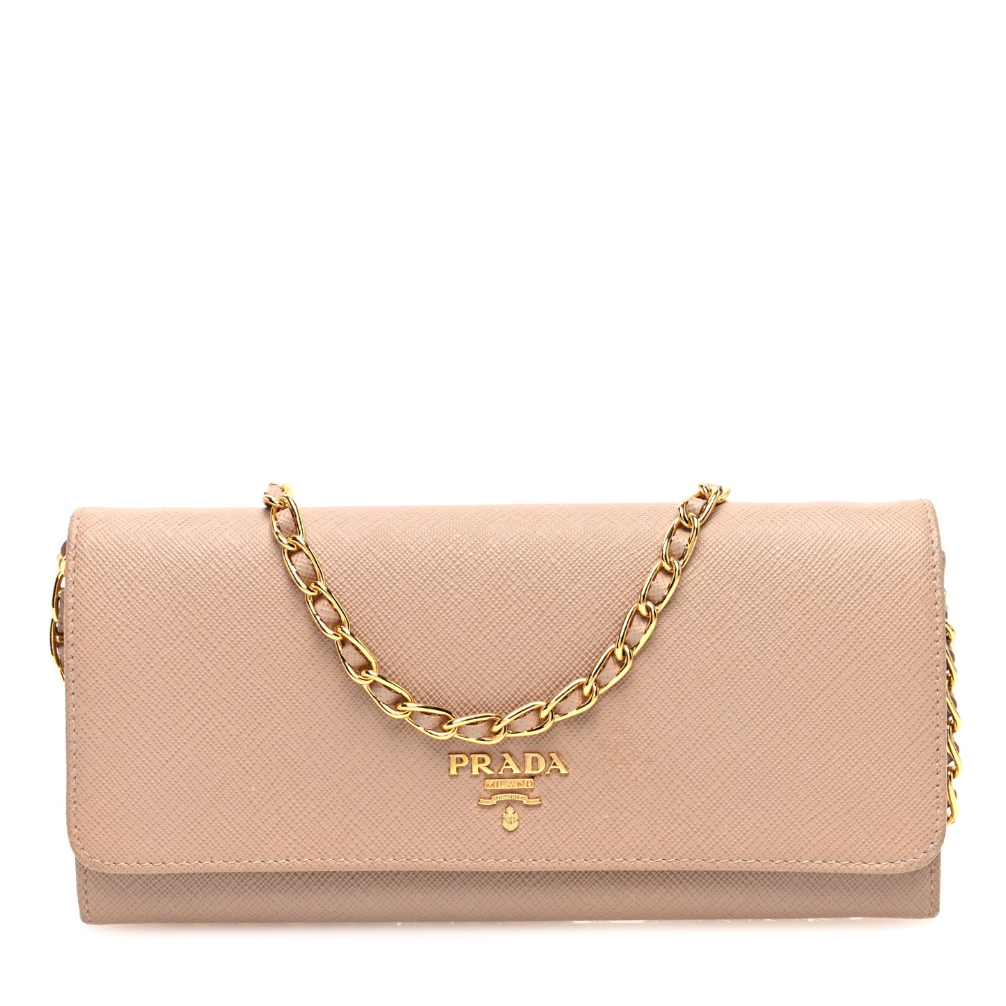 Saffiano Metal Oro Chain Wallet Cammeo