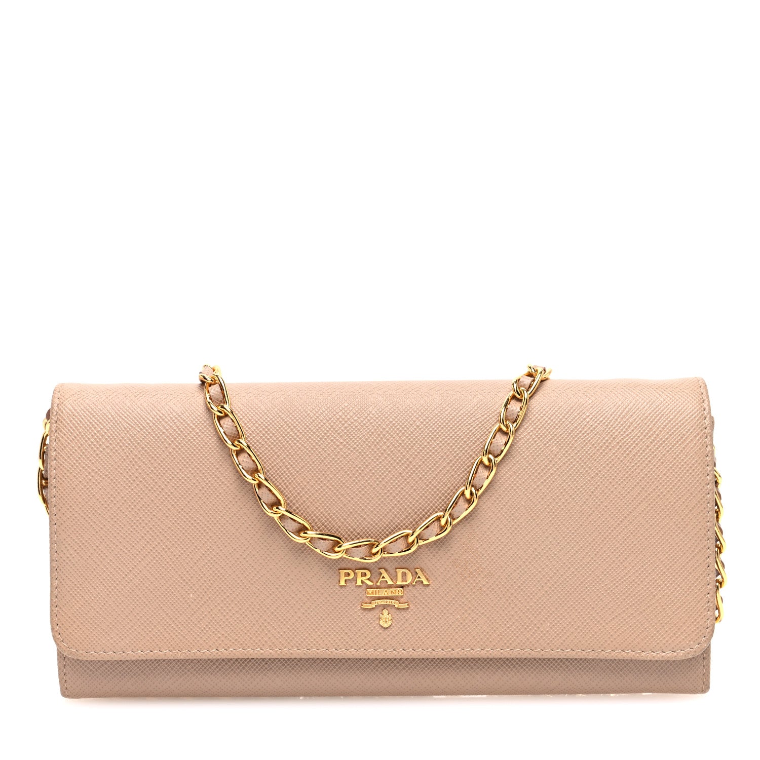 Prada Saffiano Metal Oro Chain Wallet Cammeo 1 of 12
