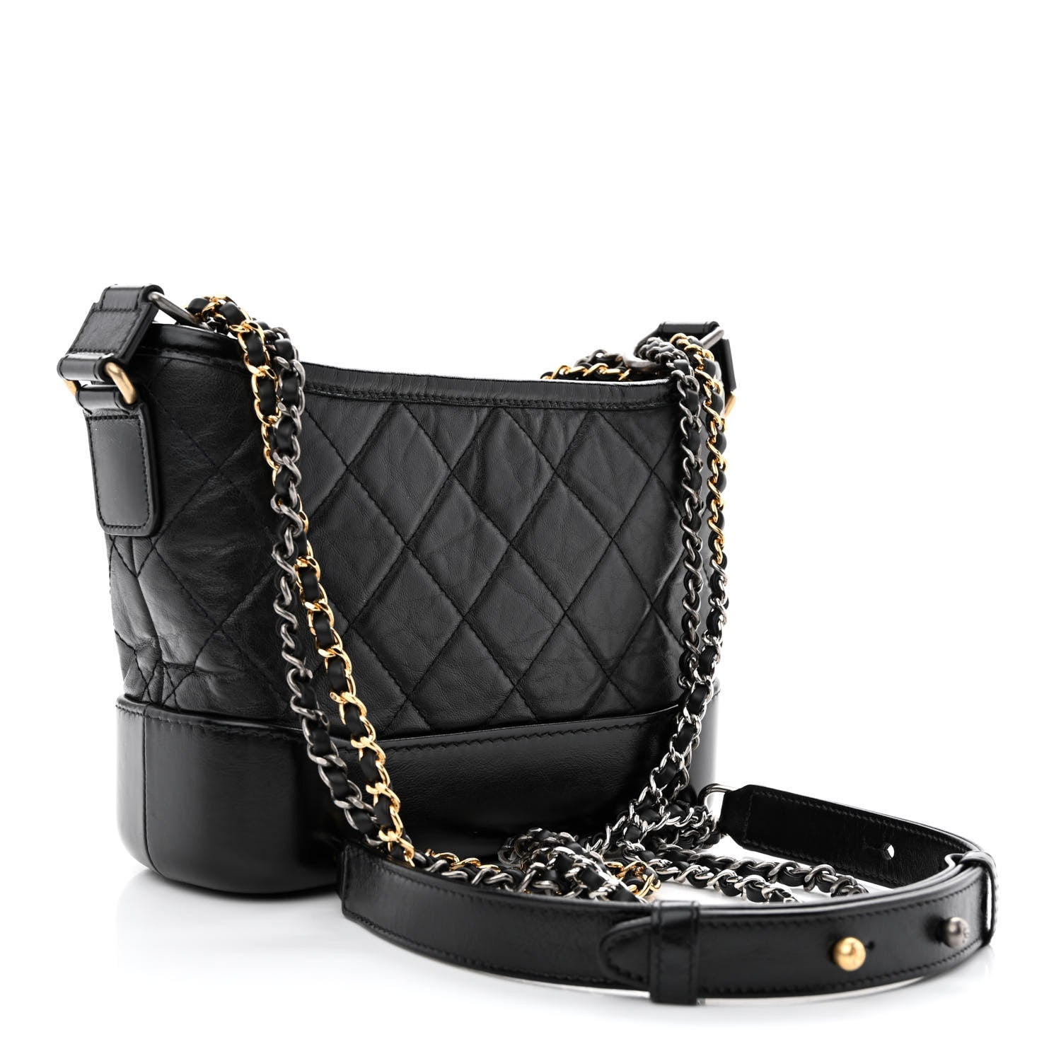 Chanel Aged Calfskin Quilted Small Gabrielle Hobo Black 3 of 10