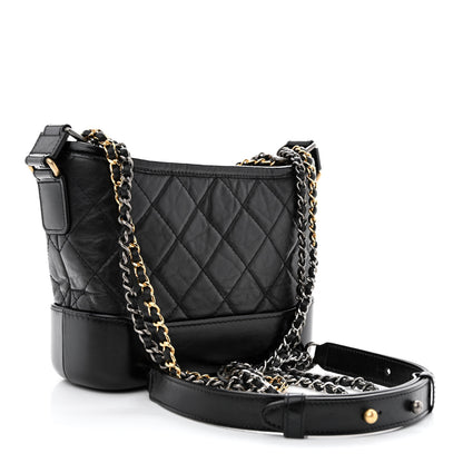 Chanel Aged Calfskin Quilted Small Gabrielle Hobo Black 3 of 10