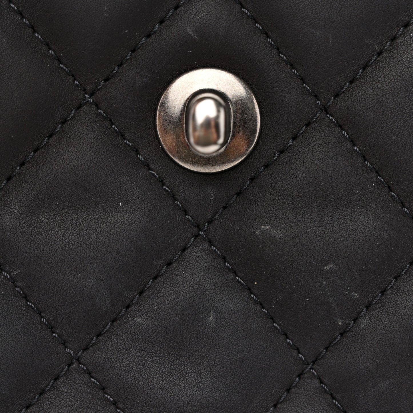 Calfskin Quilted Small Double Chained Messenger Flap Charcoal