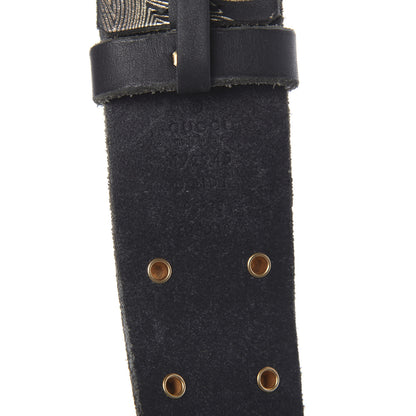 Gucci Calfskin Leaf Print Studded Double G 40mm Belt 95 38 Black Gold 3 of 5