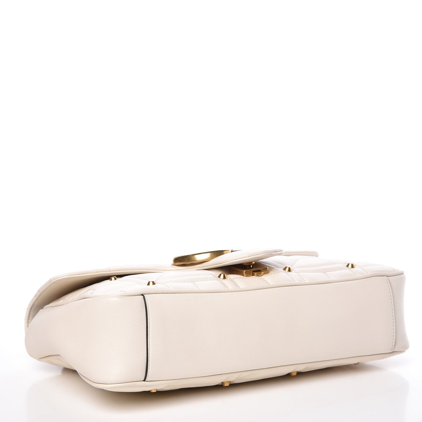 Calfskin Matelasse Studded Medium GG Marmont Shoulder Bag White