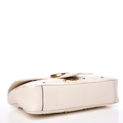 Gucci Calfskin Matelasse Studded Medium GG Marmont Shoulder Bag White 4 of 9