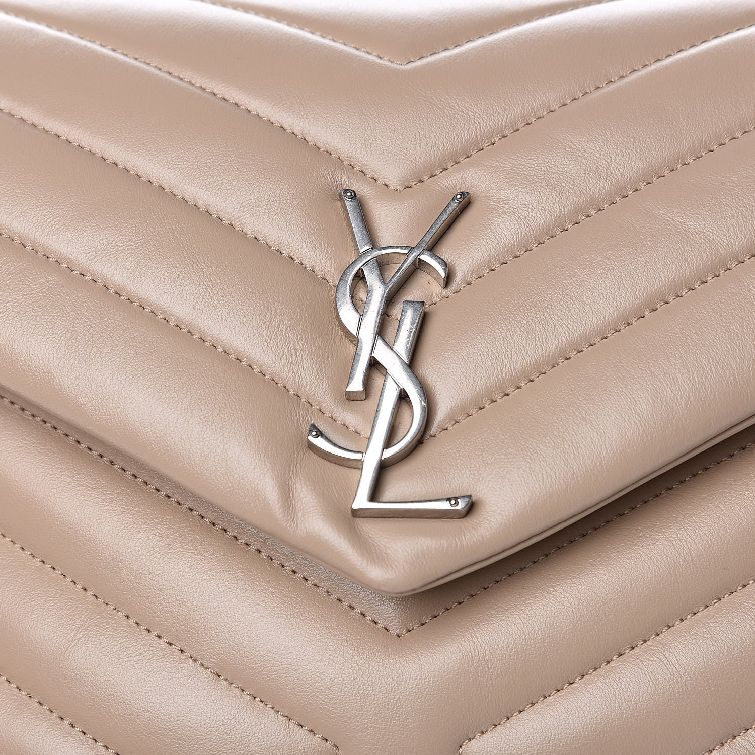Saint Laurent Calfskin Y Quilted Monogram Medium Loulou Chain Satchel Nude Powder 11 of 11