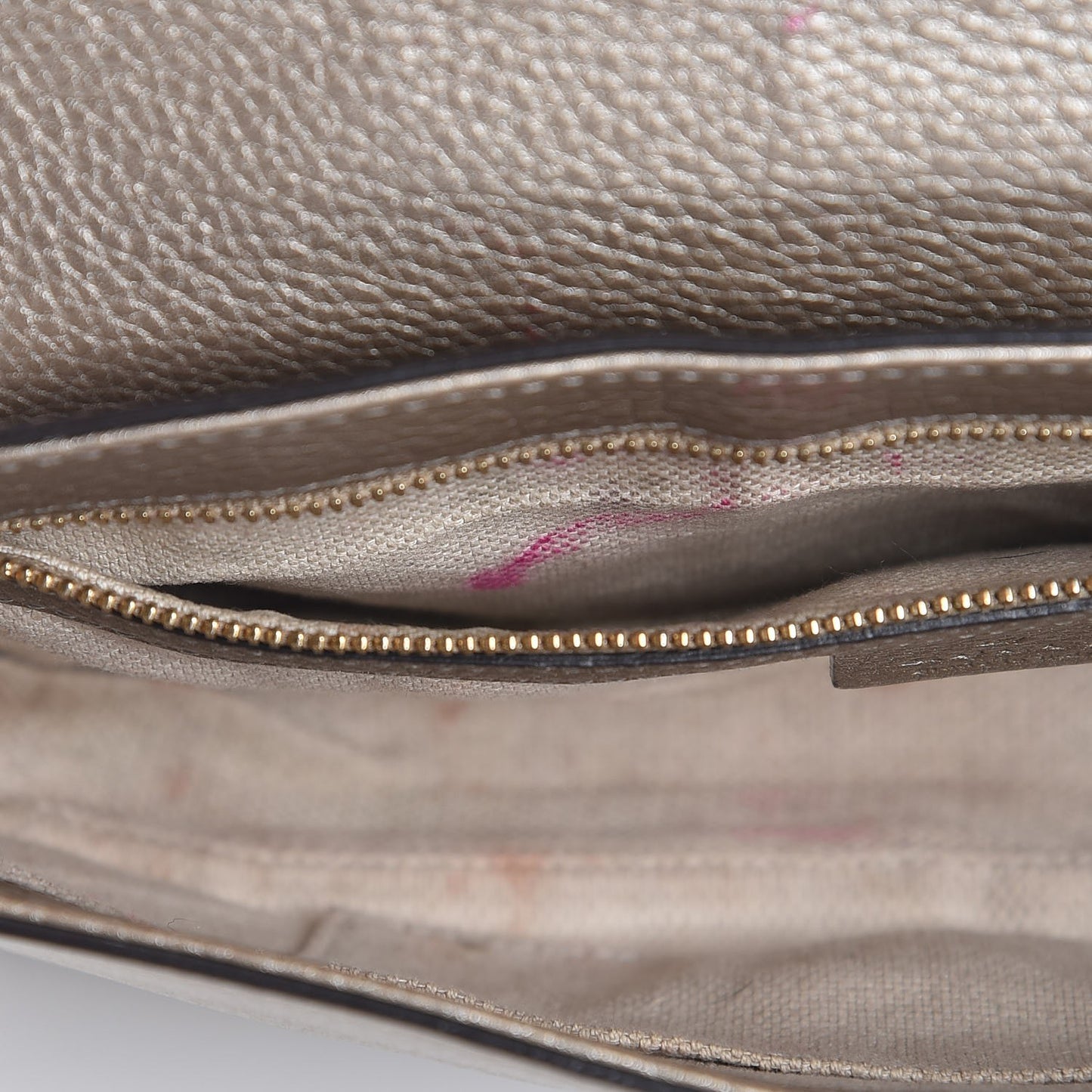 Metallic Pebbled Calfskin Medium Soho Flap Crossbody Golden Beige