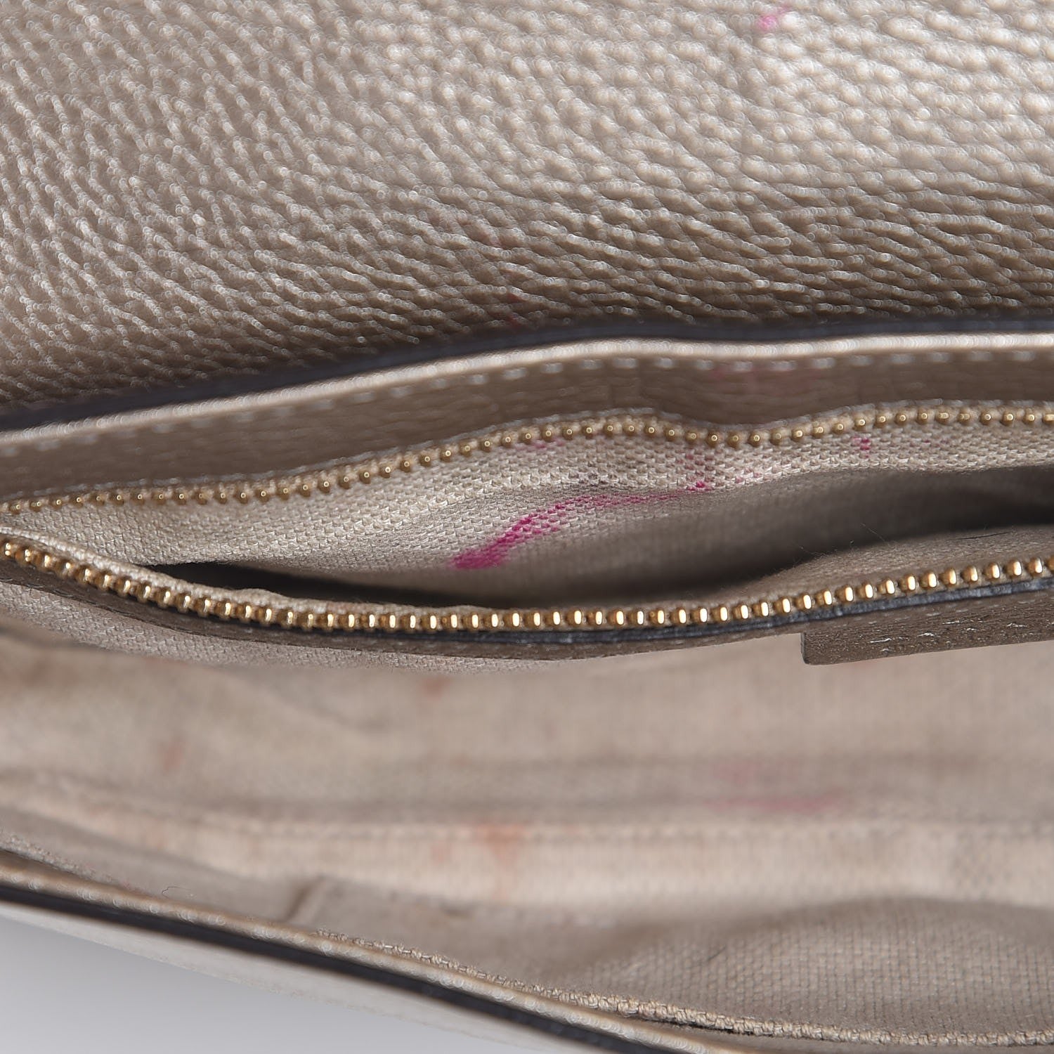 Gucci Metallic Pebbled Calfskin Medium Soho Flap Crossbody Golden Beige 8 of 13