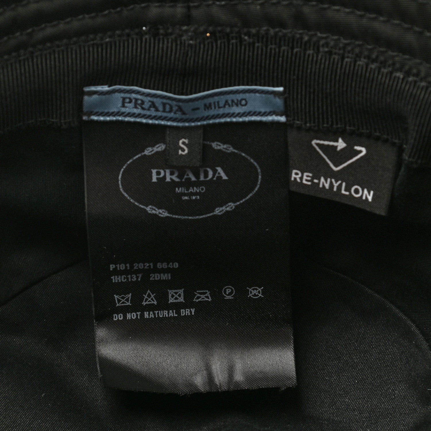 Prada Re-Nylon Metal Triangle Logo Womens Bucket Hat S Black 8 of 9