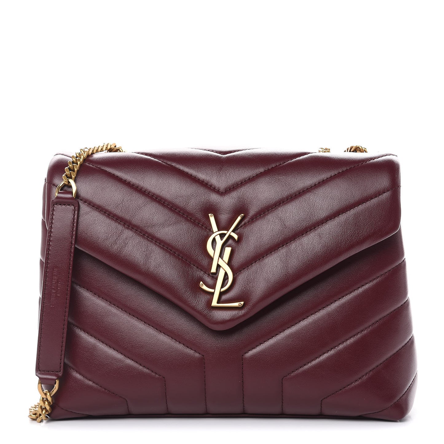 Calfskin Y Quilted Monogram Small Loulou Chain Satchel Dark Legion Red