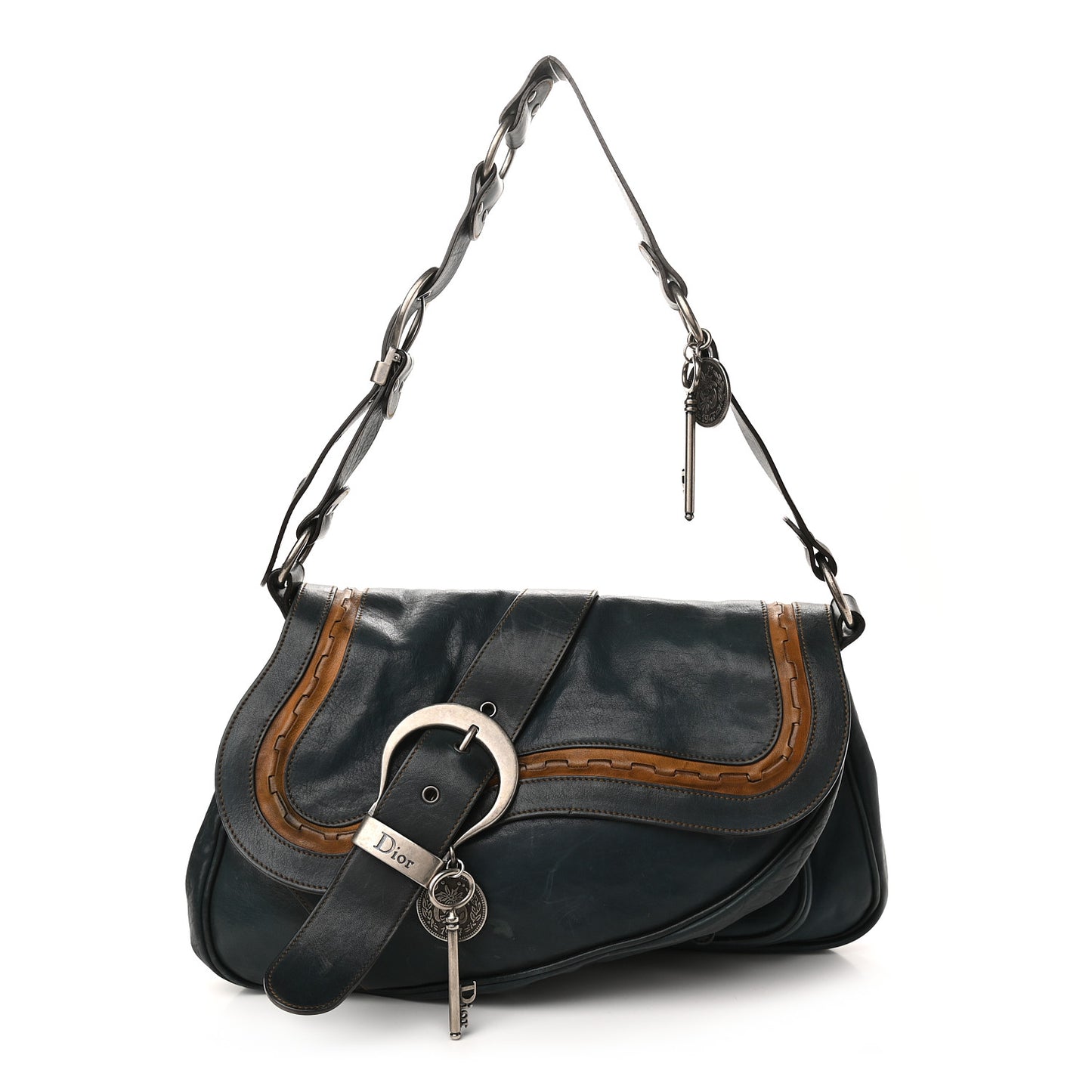 Calfskin Medium Gaucho Double Saddle Bag Dark Blue