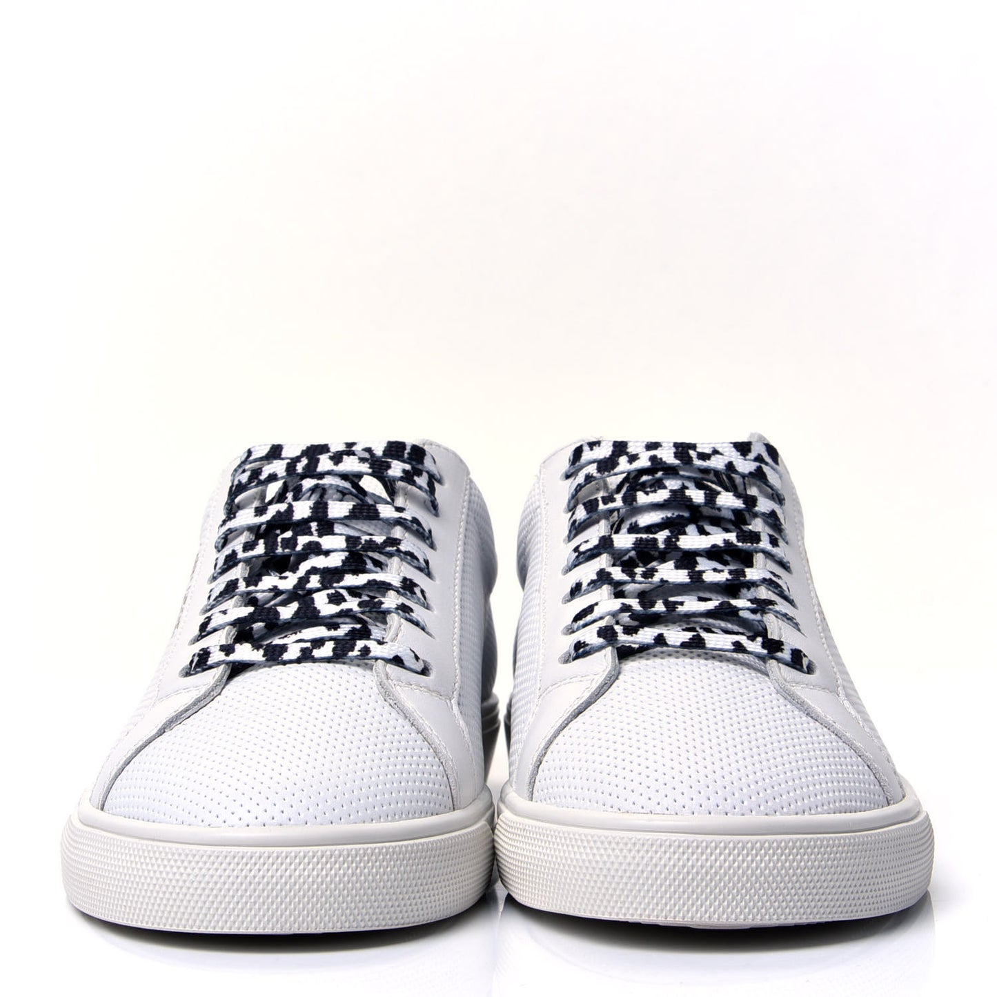 Perforated Calfskin Cheetah Print Andy Low Top Sneakers 38 White Black
