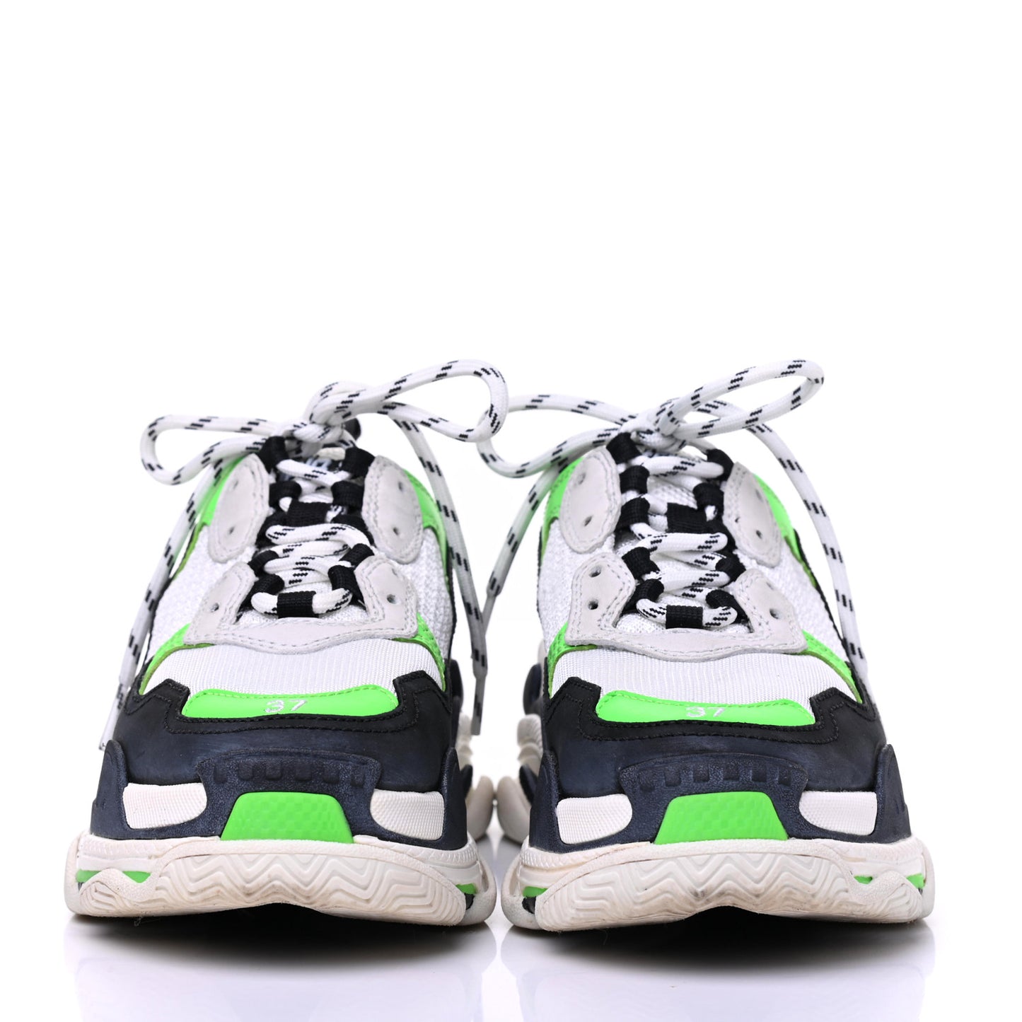 Fabric Mesh Womens Triple S Sneakers 37 White Green Fluo Black