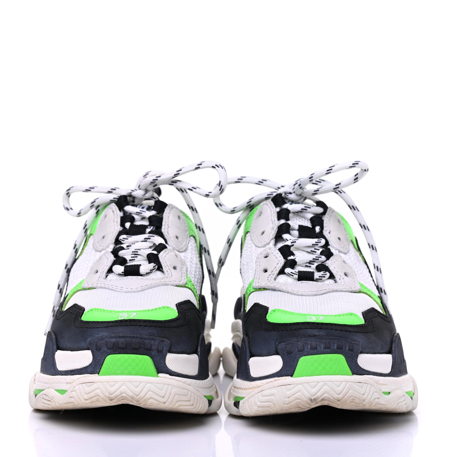 Balenciaga Fabric Mesh Womens Triple S Sneakers 37 White Green Fluo Black 2 of 13