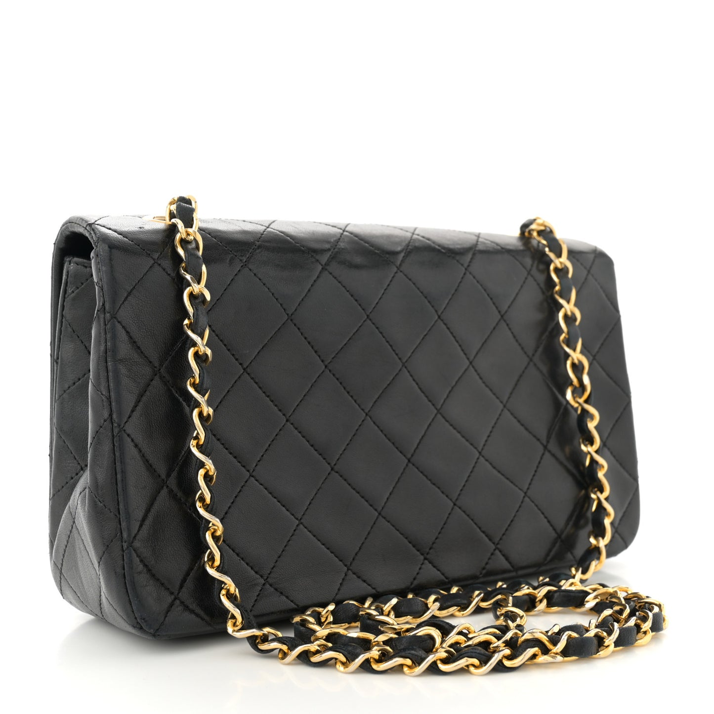 Lambskin Quilted Small Single Flap Black