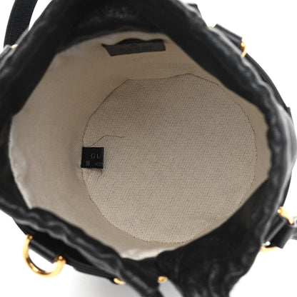 Gucci Azalea Sakai Calfskin Small Horsebit 1955 Drawstring Bucket Bag Black 5 of 12
