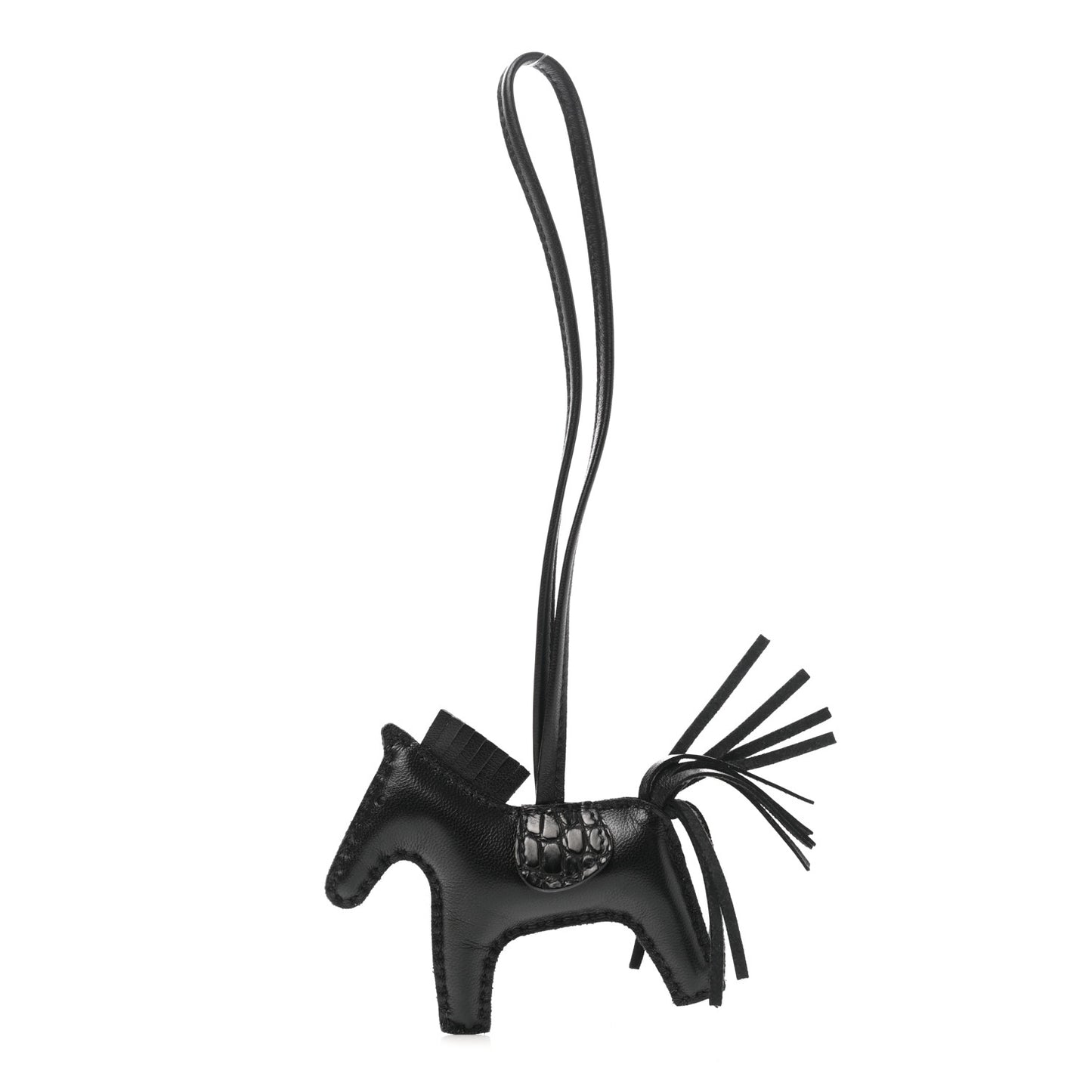 Milo Lambskin Matte Alligator Touch Grigri Rodeo Horse Bag Charm PM So Black