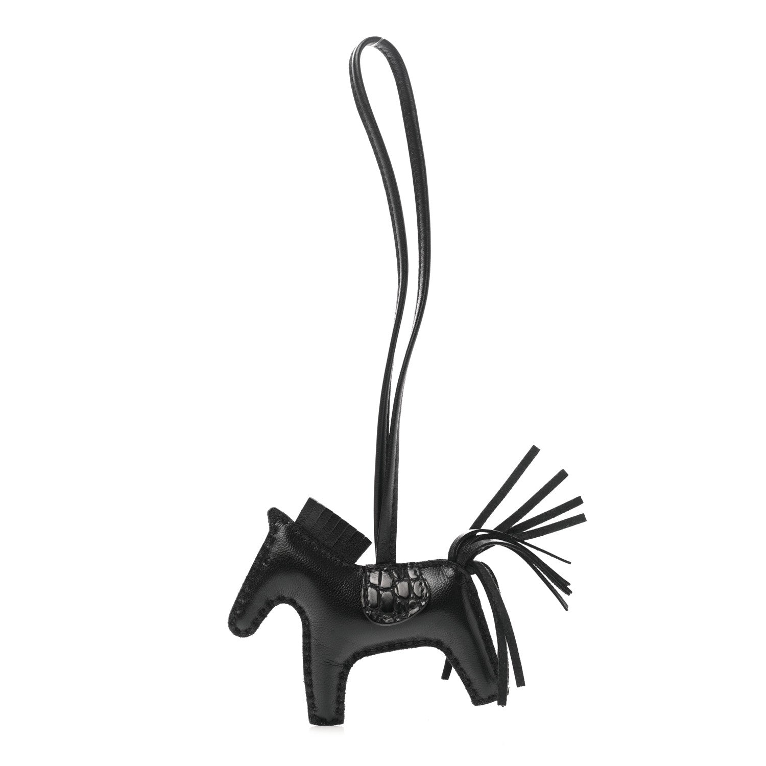 Hermes Milo Lambskin Matte Alligator Touch Grigri Rodeo Horse Bag Charm PM So Black 1 of 5