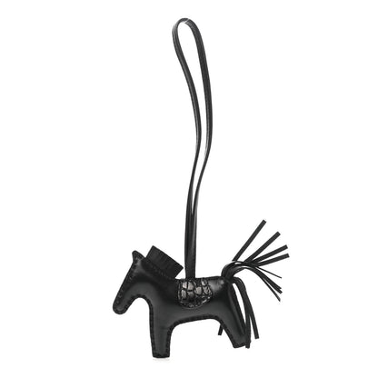 Hermes Milo Lambskin Matte Alligator Touch Grigri Rodeo Horse Bag Charm PM So Black 1 of 5