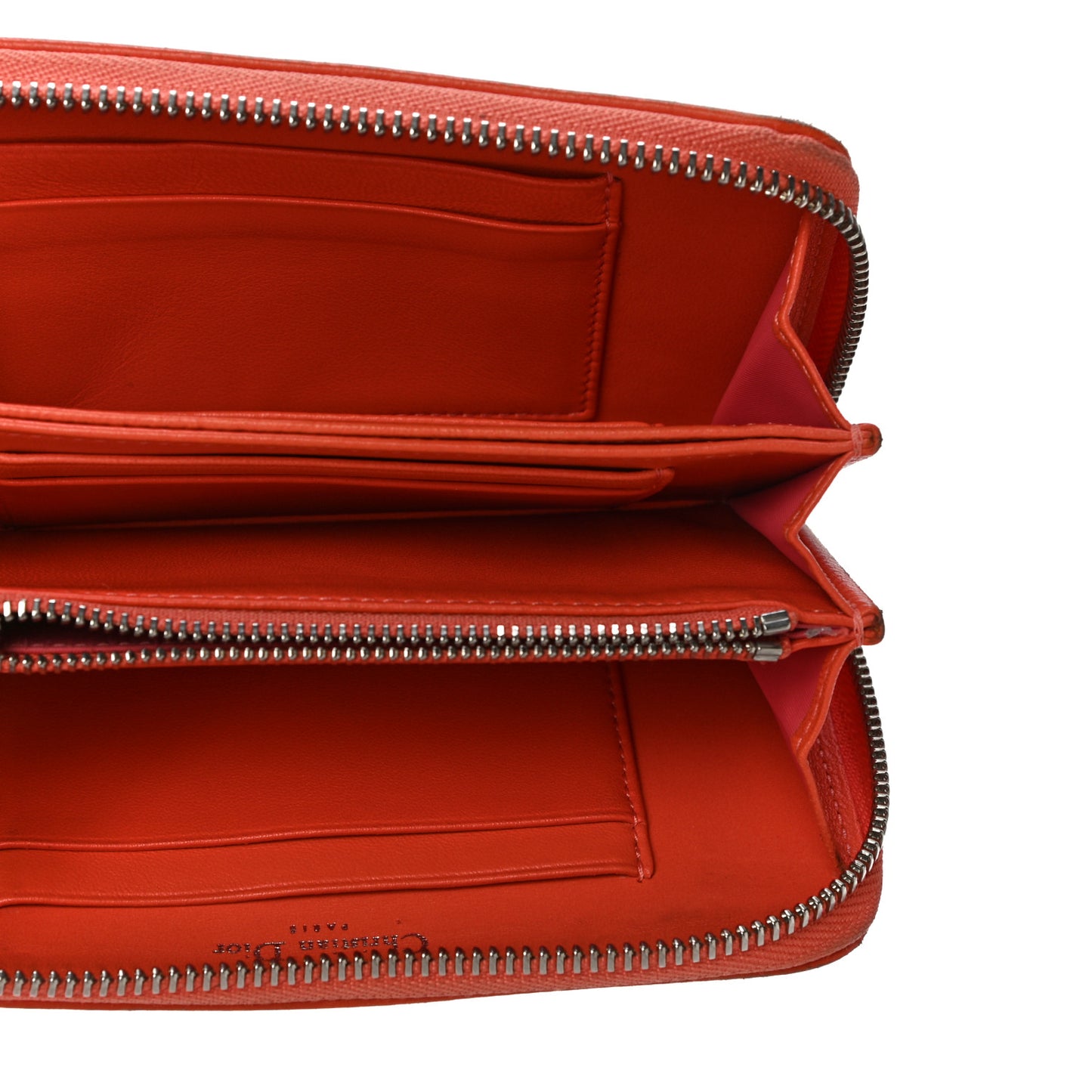 Calfskin Cannage Medium Diorama Voyageur Wallet Orange