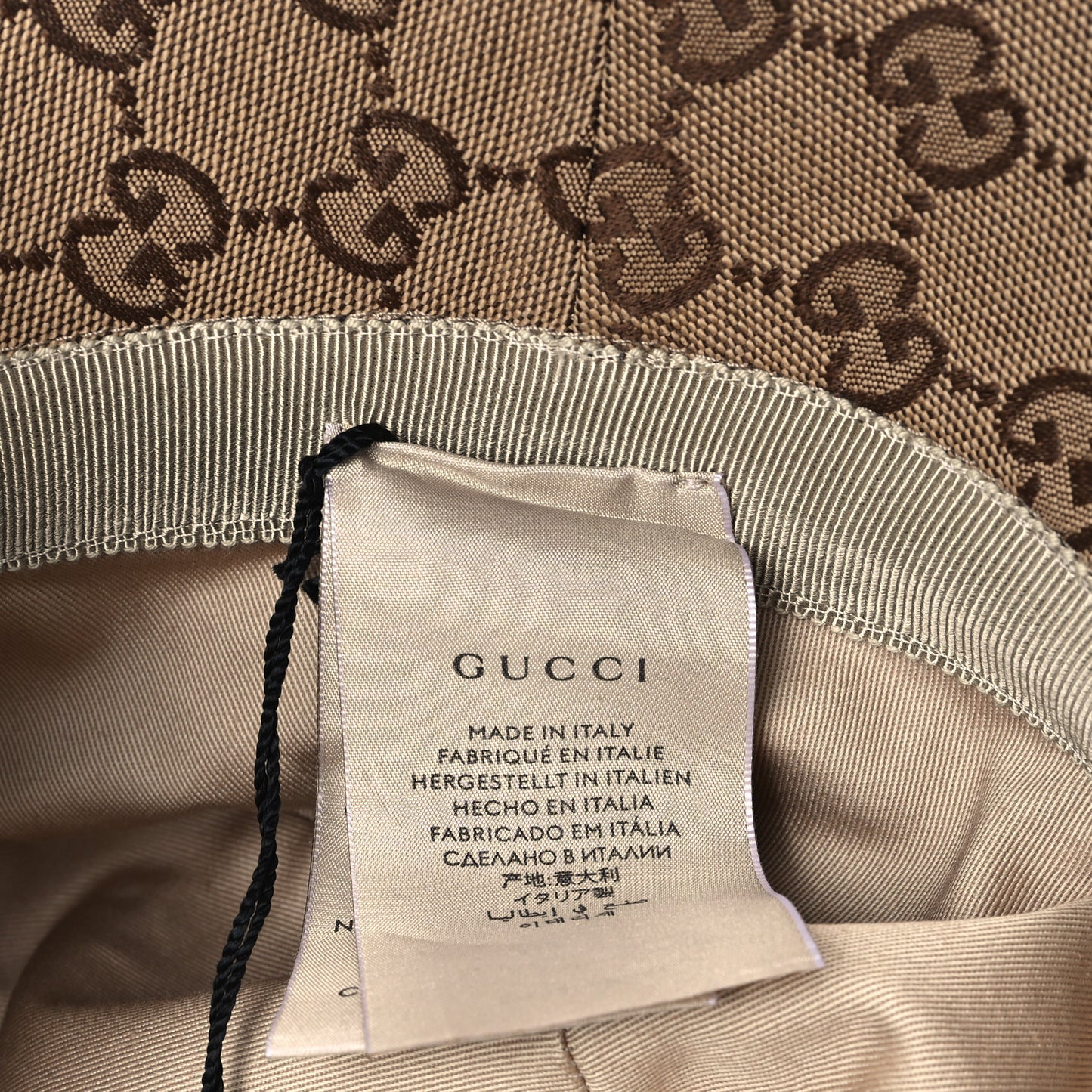 Monogram Textured Dollar Calfskin GG Jago Bucket Hat S Cacao Beige