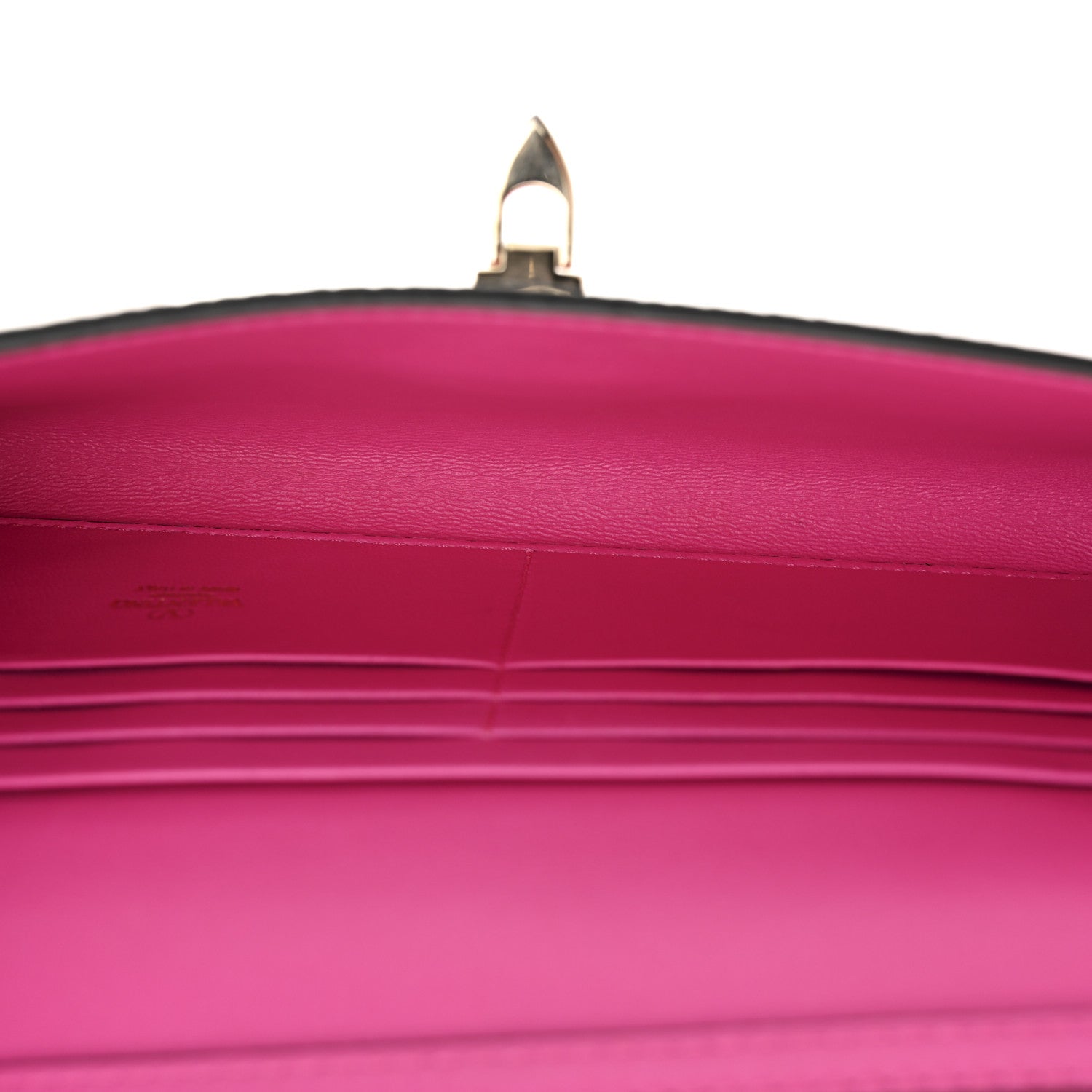 Valentino Garavani Grainy Calfskin Rockstud Flip Lock Wallet With Chain Pink PP 6 of 10