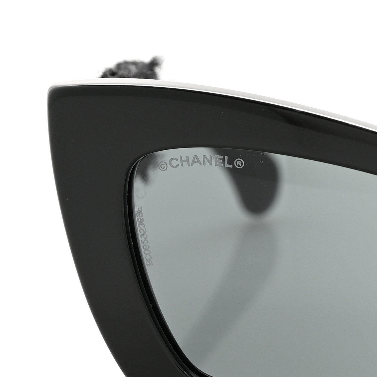 Chanel Acetate Tweed CC Cat Eye Sunglasses 71550A Black 7 of 8