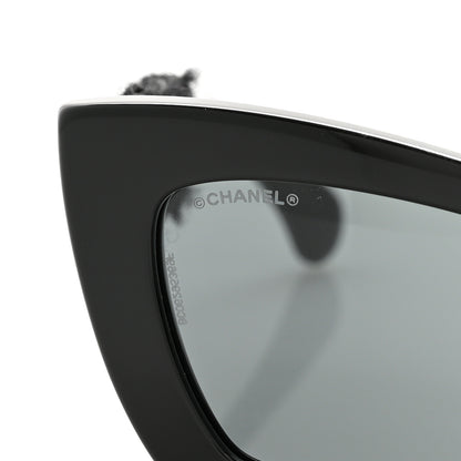 Chanel Acetate Tweed CC Cat Eye Sunglasses 71550A Black 7 of 8