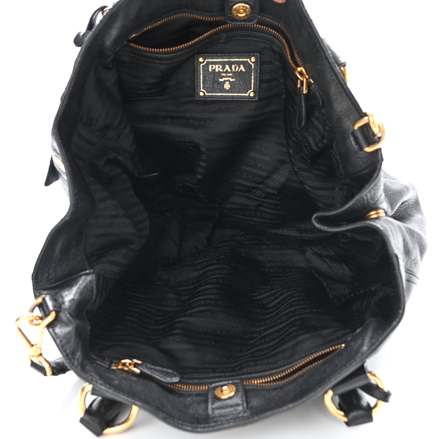 Prada Vitello Daino Tote Black 4 of 13