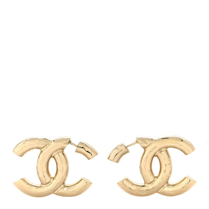 Chanel Metal Large CC Earrings Light Gold 1 of 5