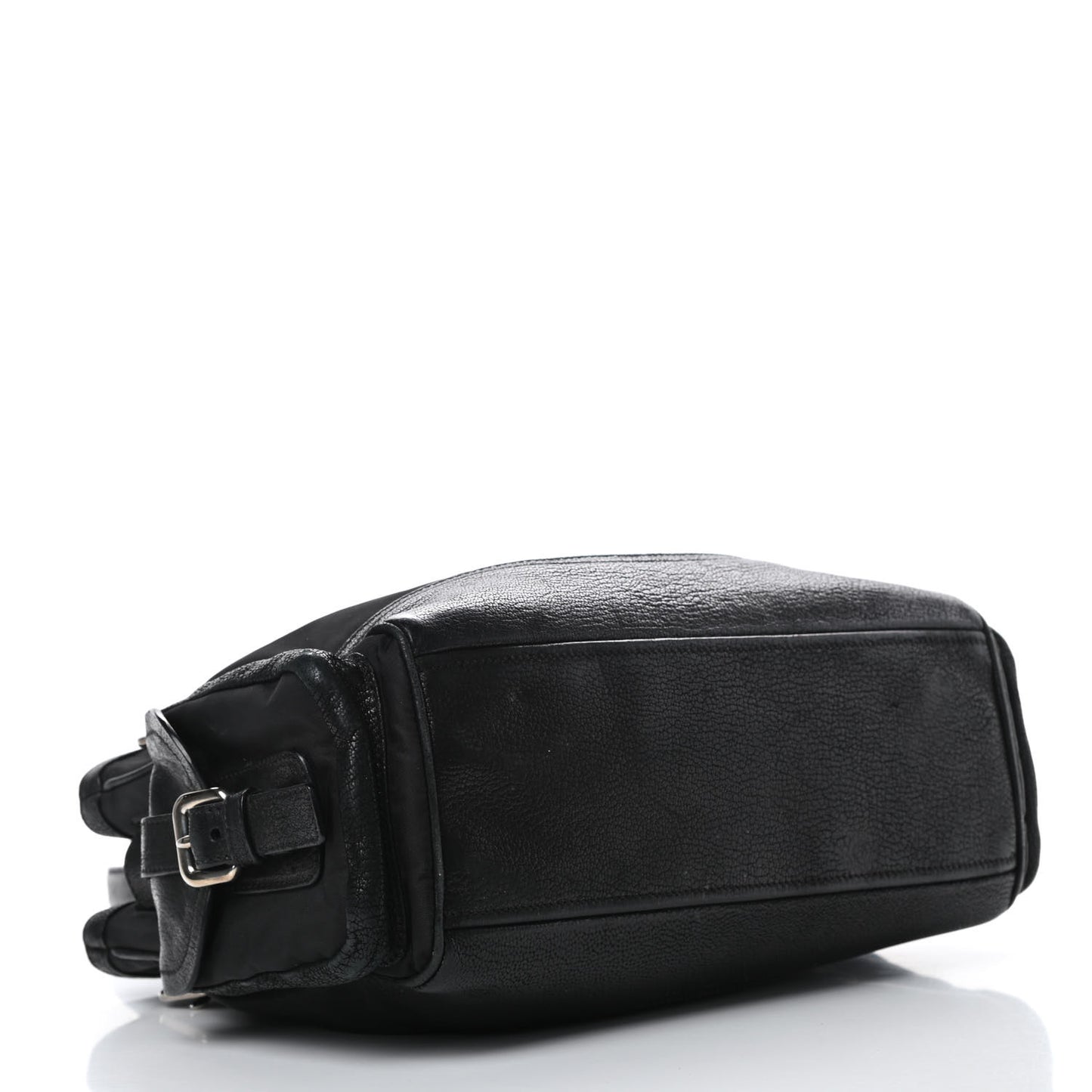 Tessuto Nylon Calfskin Shoulder Bag Black