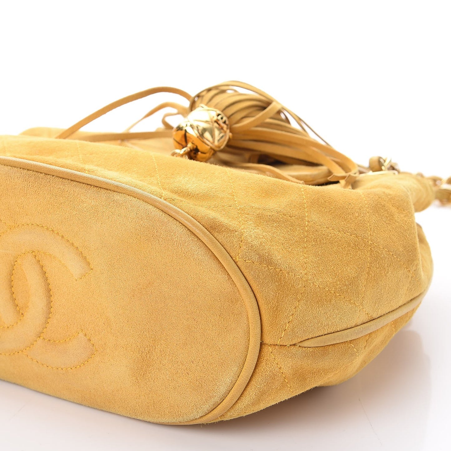Suede Quilted Tassel Shoulder Bag Yellow