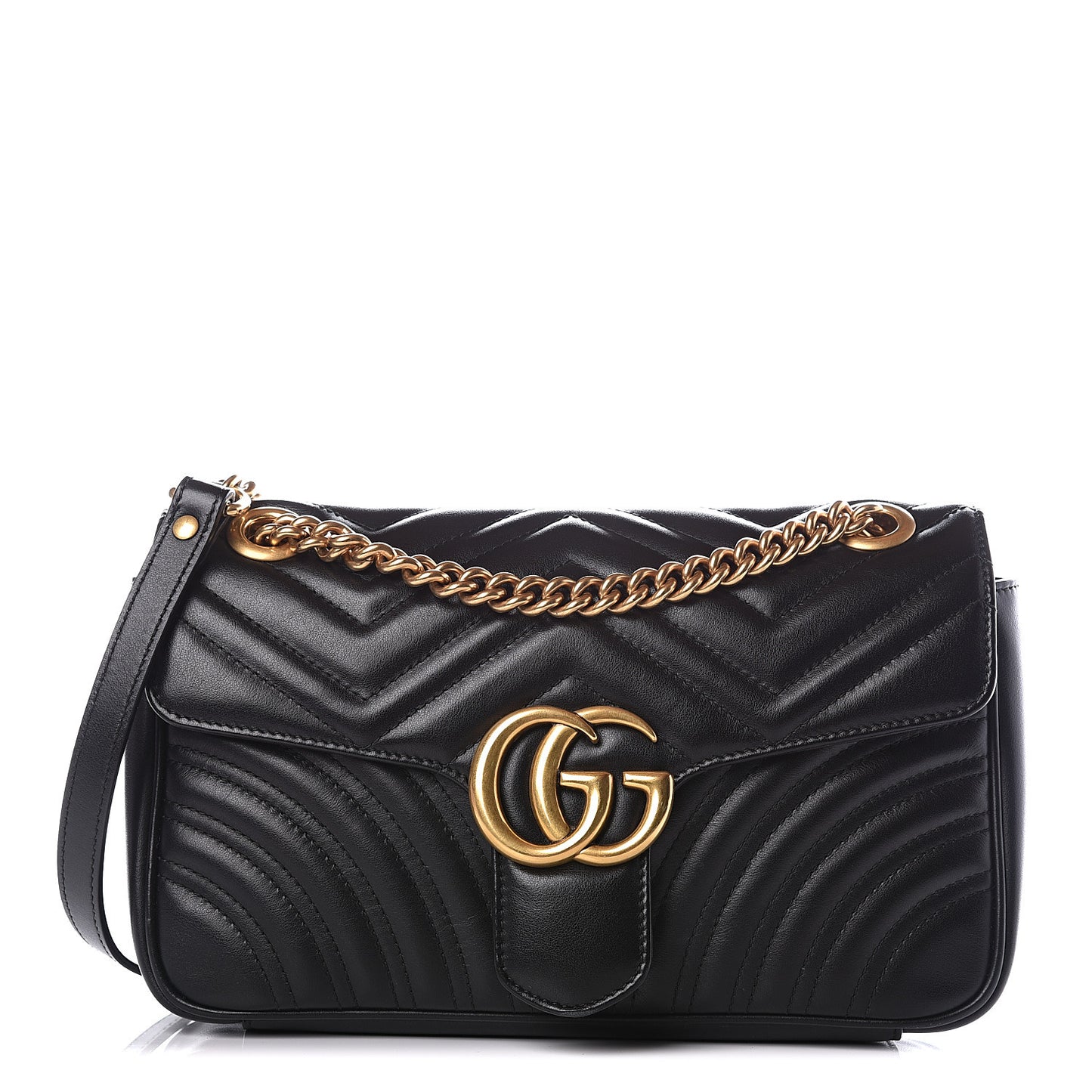 Calfskin Matelasse Small GG Marmont Shoulder Bag Black