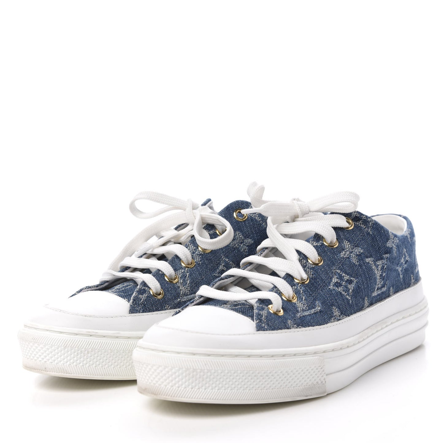 Denim Monogram Stellar Sneakers 37 Bleu Jeans Blue