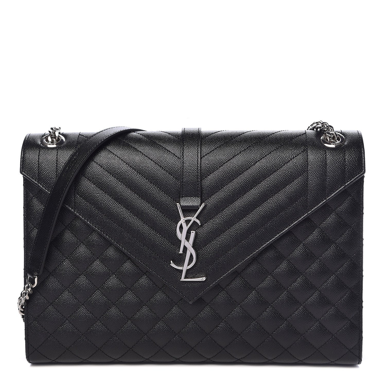 Saint Laurent Grain De Poudre Large Tri-Quilt Monogram Satchel Black 1 of 10