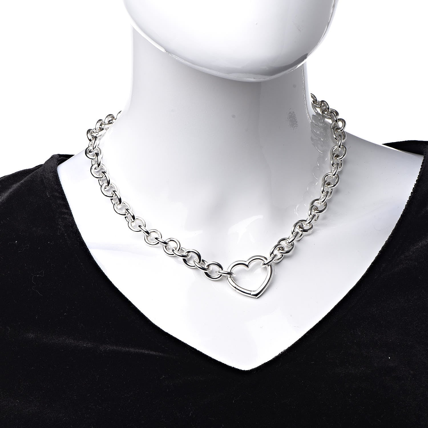 Tiffany Sterling Silver Heart Clasp Choker Necklace 2 of 5