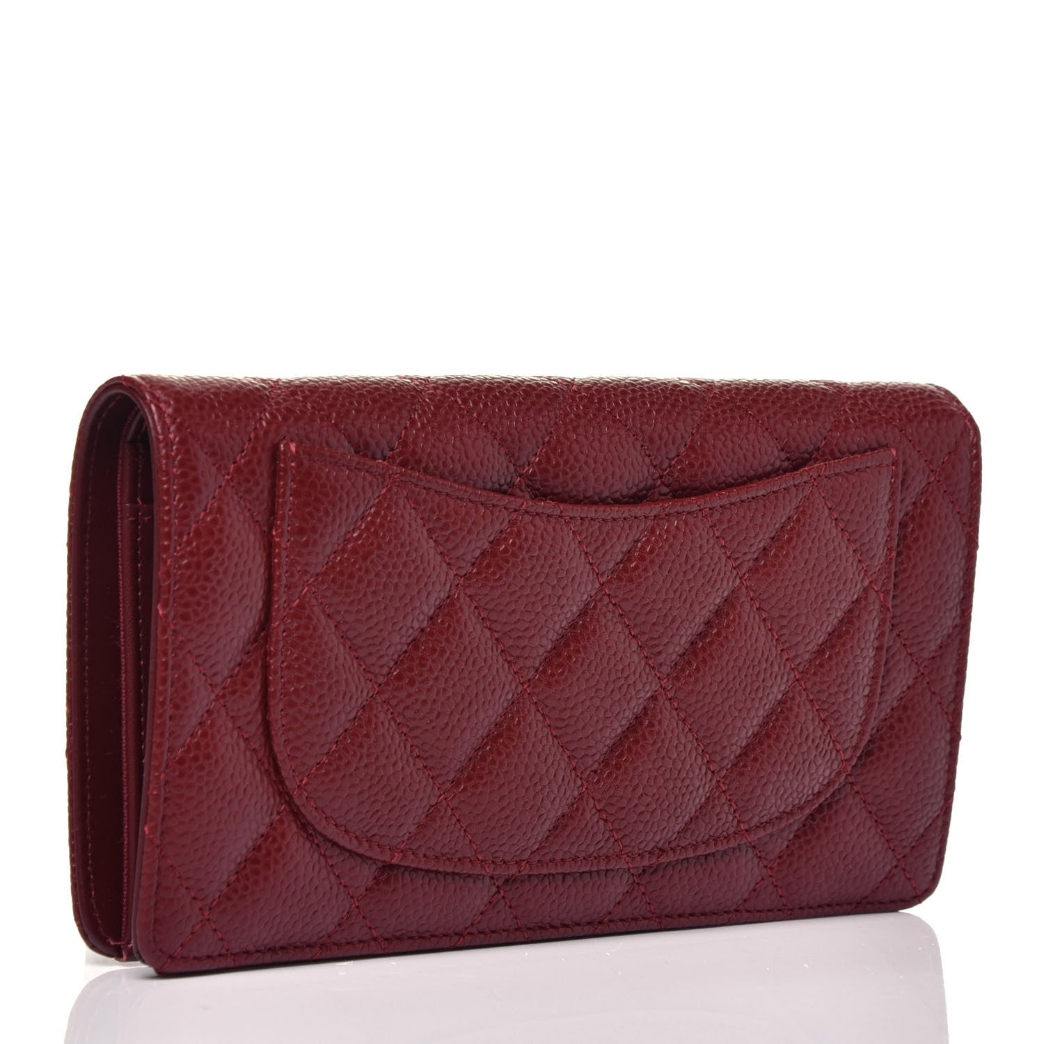 Chanel Caviar Quilted Yen Wallet Dark Red 3 of 7