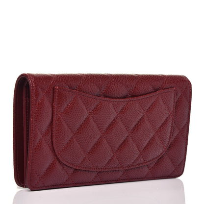 Chanel Caviar Quilted Yen Wallet Dark Red 3 of 7
